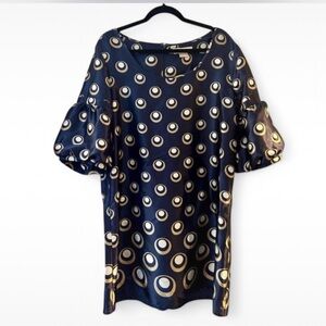 Michael Kors Navy and Cream Midi Dress NWOT